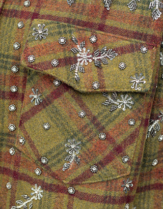 Oversize Flannel-Hemdjacke Flanella mit Stickereien
