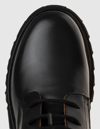 Leder-Stiefel Vitello mit Schnürung und Schnalle