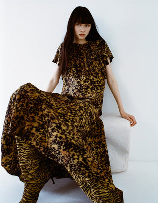 Gemustertes Midi-Kleid Blithe Flutter Sleeve