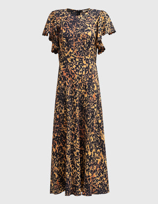 Gemustertes Midi-Kleid Blithe Flutter Sleeve