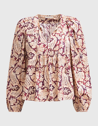 Gemusterte Bluse Brea mit Bindedetail