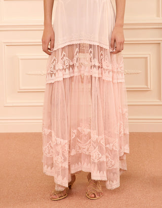 Seiden-Maxi-Kleid mit Spitzen-Details