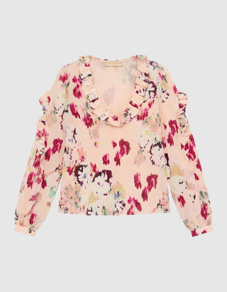 Gemusterte Seiden-Bluse Marguerite LS