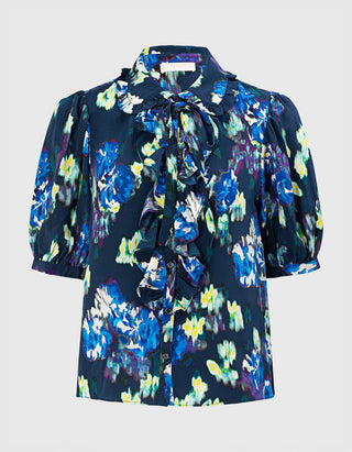 Seiden-Bluse Camellia mit abnehmbarem Schleifen-Detail