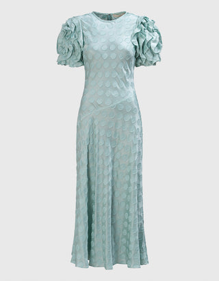 Seiden-Mix Kleid Midi Elvia mit Rüschen