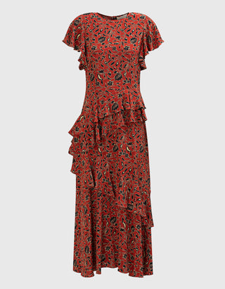 Seiden-Kleid Amaia Cascading Ruffle