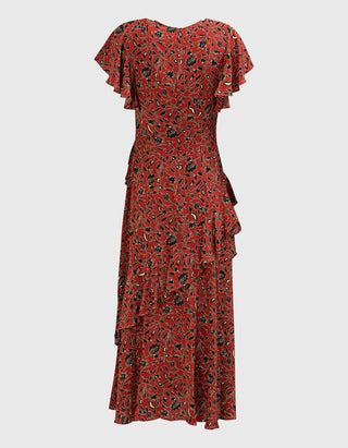 Seiden-Kleid Amaia Cascading Ruffle