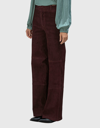 Wide-Leg Veloursleder-Hose Marina