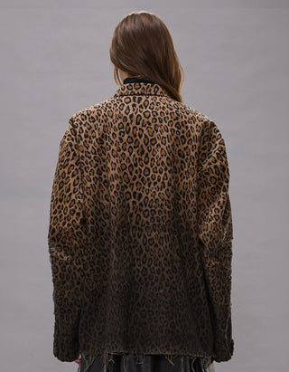 Destroyed-Look Leo-Print Jacke Shredded Leoparad Abu