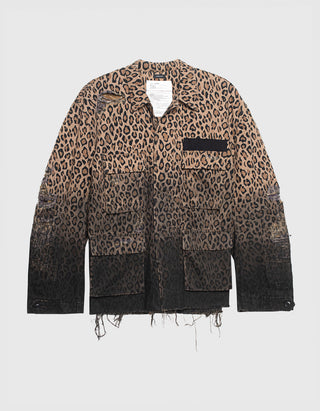 Destroyed-Look Leo-Print Jacke Shredded Leoparad Abu