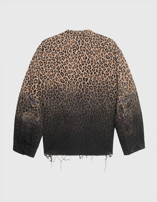 Destroyed-Look Leo-Print Jacke Shredded Leoparad Abu
