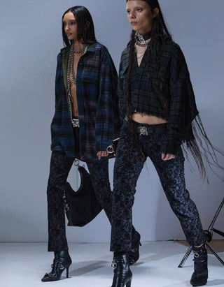 Kariertes Destroyed Look Hemd Cropped Work