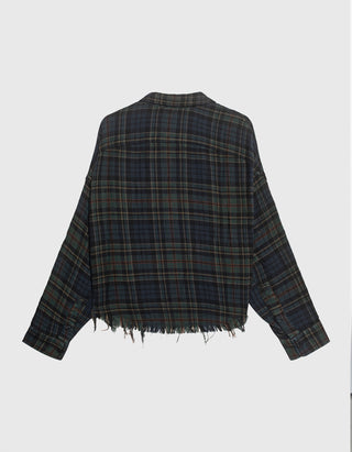 Kariertes Destroyed Look Hemd Cropped Work