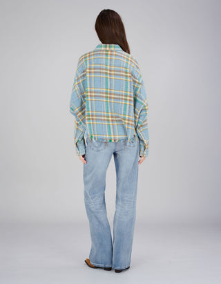 Kariertes Cropped-Hemd Work im Used-Look