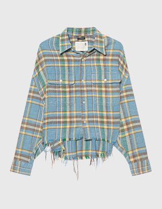 Kariertes Cropped-Hemd Work im Used-Look