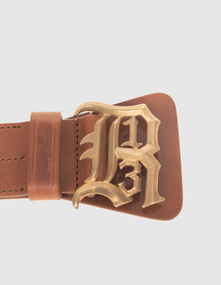 Leder-Gürtel Logo Buckle