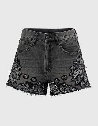 Bestickte Jeans-Shorts X-BF mit offenem Saum