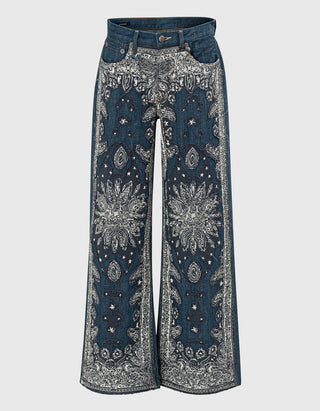 Gemusterte Wide-Leg Jeans D'Arcy Flare