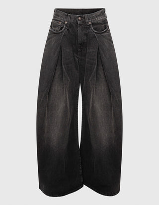 Wide-Leg Jeans Foldover mit Kellerfalten