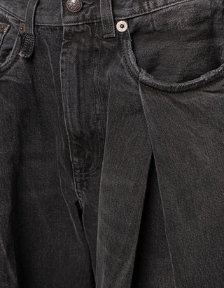 Wide-Leg Jeans Foldover mit Kellerfalten