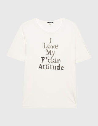 Bedrucktes T-Shirt FKN Attitude mit Kaschmir-Anteil