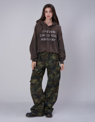 Barrel-Cargohose Jeans mit Camouflage-Musterung