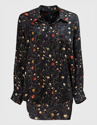 Gemustertes Oversize Seiden-Hemd