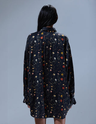 Gemustertes Oversize Seiden-Hemd