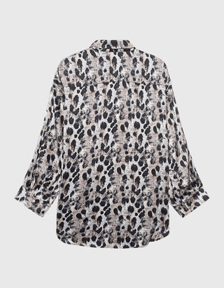 Gemustertes Oversize Seiden-Hemd Drop Neck