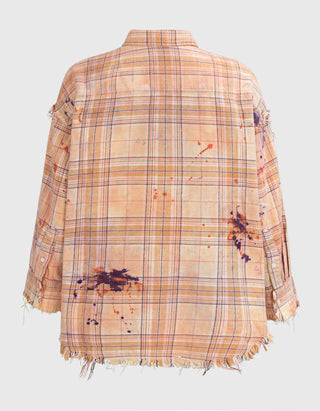 Oversize Flanell-Hemd Shredded Seam Drop Neck
