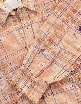 Oversize Flanell-Hemd Shredded Seam Drop Neck