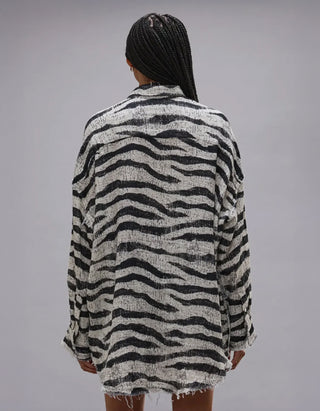 Gemustertes Oversize Hemd im Destroyed-Look