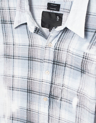 Kariertes Oversize-Hemd Shredded Seam Drop Neck