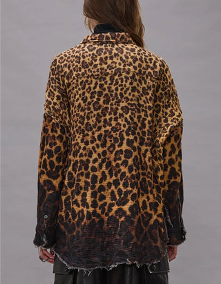 Oversize-Hemd Shredded Seam Drop Neck