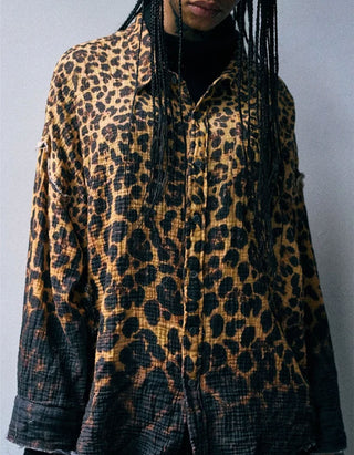 Oversize-Hemd Shredded Seam Drop Neck