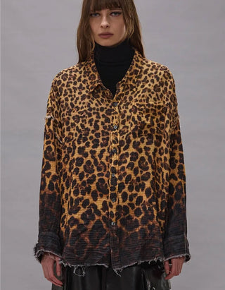 Oversize-Hemd Shredded Seam Drop Neck
