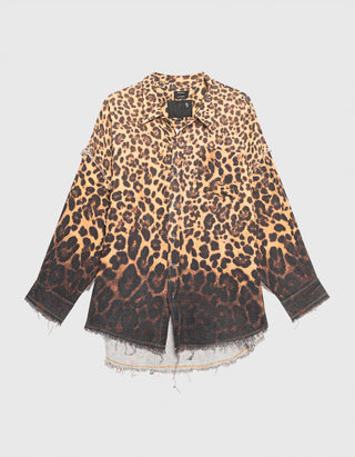 Oversize-Hemd Shredded Seam Drop Neck