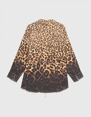 Oversize-Hemd Shredded Seam Drop Neck
