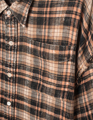 Kariertes Oversize-Hemd Shredded Seam