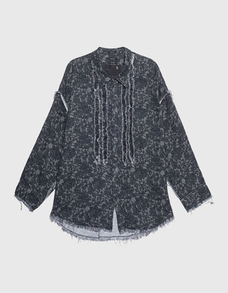 Oversize Hemd Shredded Seam Ruffle