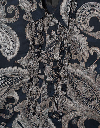 Oversize Shredded Seam Ruffle Paisley