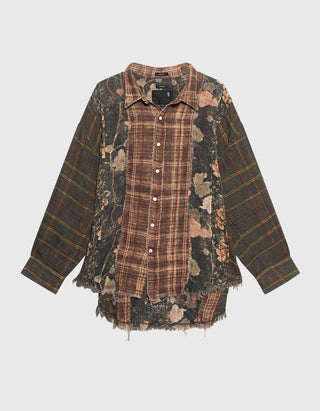 Kariertes Oversize Hemd Multi Stripe im Destroyed Look