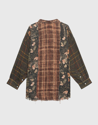 Kariertes Oversize Hemd Multi Stripe im Destroyed Look