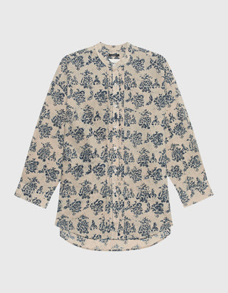 Gemustertes Oversize-Hemd Pleated Front