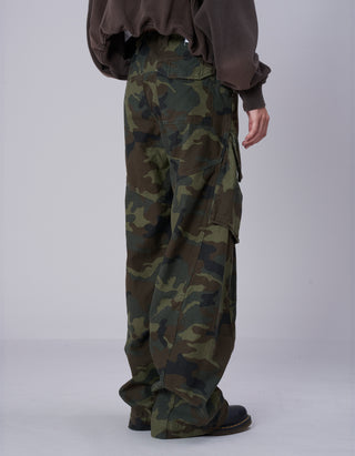 Barrel-Cargohose Jeans mit Camouflage-Musterung