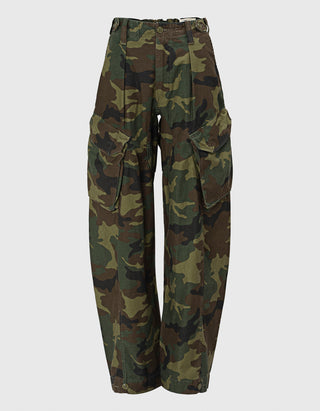 Barrel-Cargohose Jeans mit Camouflage-Musterung