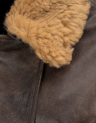 Lammleder-Bomberjacke mit abnehmbarem Shearling-Kragen