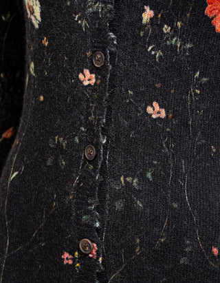 Strick-Cardigan Printed Skinny Long mit Destroyed-Details