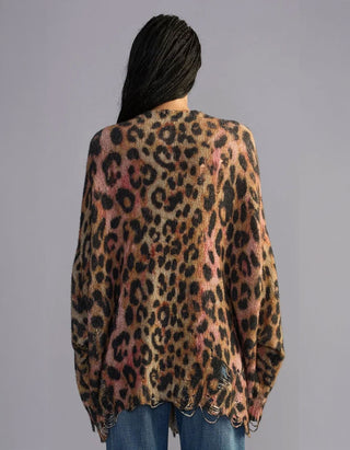 Oversize Kaschmir-Cardigan mit Destroyed Details