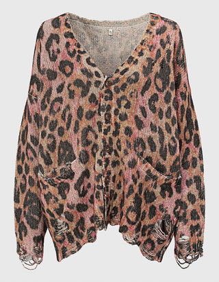 Oversize Kaschmir-Cardigan mit Destroyed Details